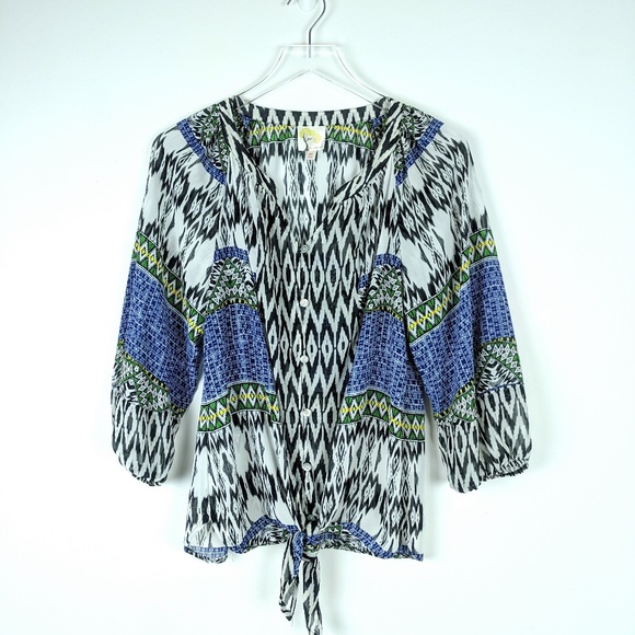 Anthropologie Tops - Fig and Flower Anthropologie Geometric Blouse M